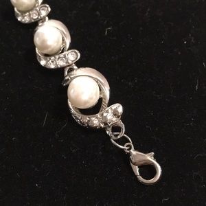 Jewelry - Simulated pearl and diamond silver bracelet Jewelry - Simulated pearl and diamond silver bracelet